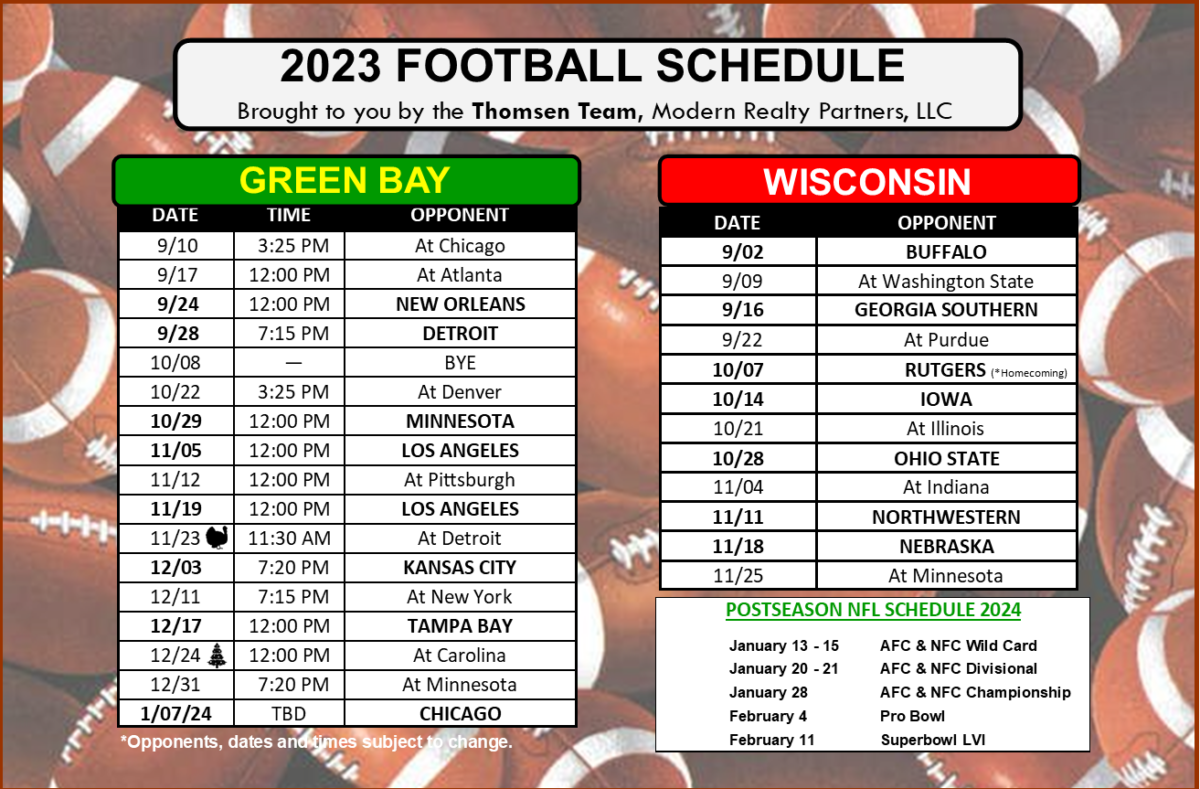 packers badgers football schedules