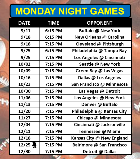 monday night football schedule